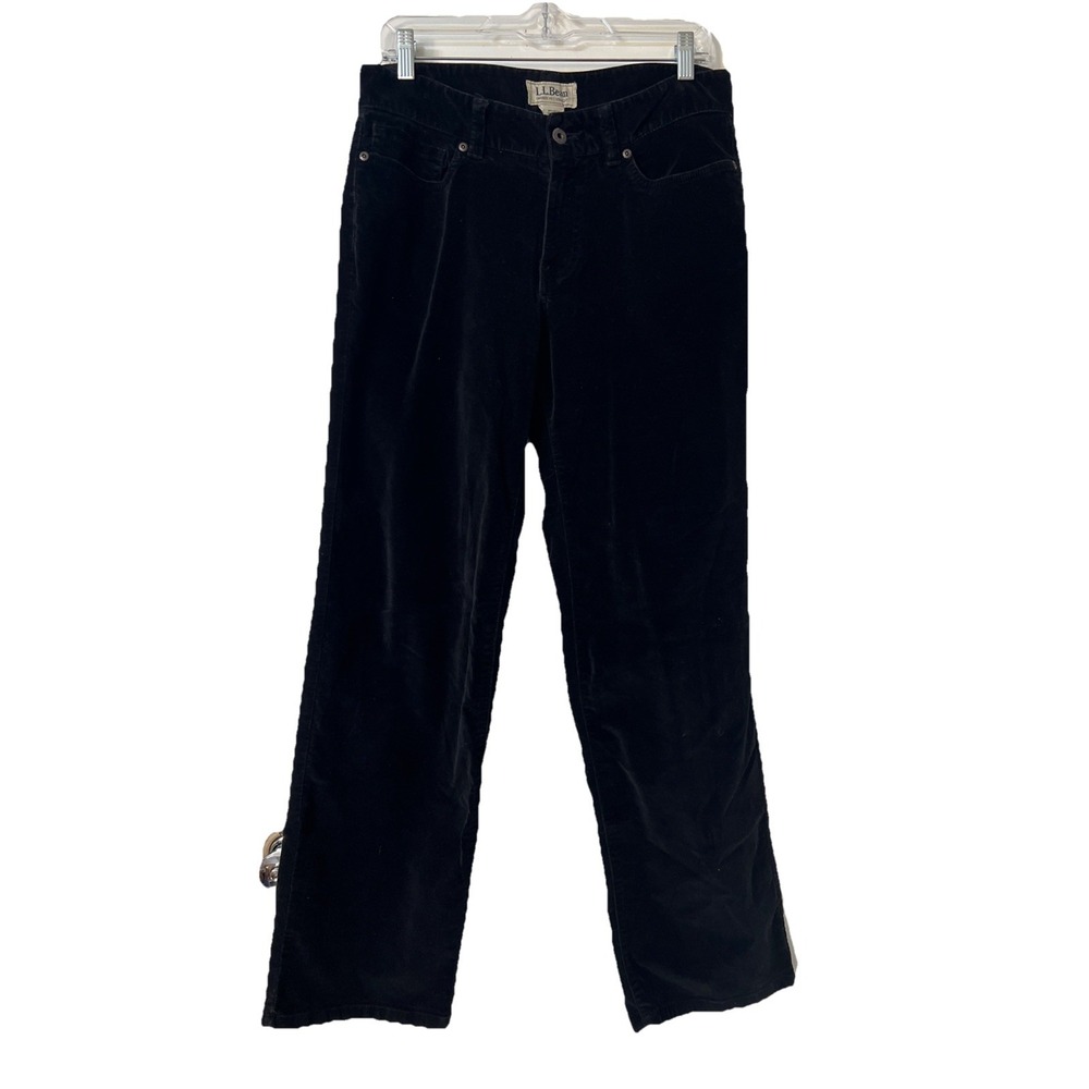 LL Bean Favorite Fit Straight Pants Sz 10 black velvet trouser vintage outdoor